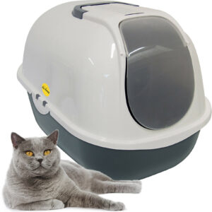 Cat Flip Little Tray Hooded Pan – Grey and White